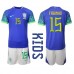 Brasilien Fabinho #15 Replika Babykläder Borta matchkläder barn VM 2022 Korta ärmar (+ Korta byxor)